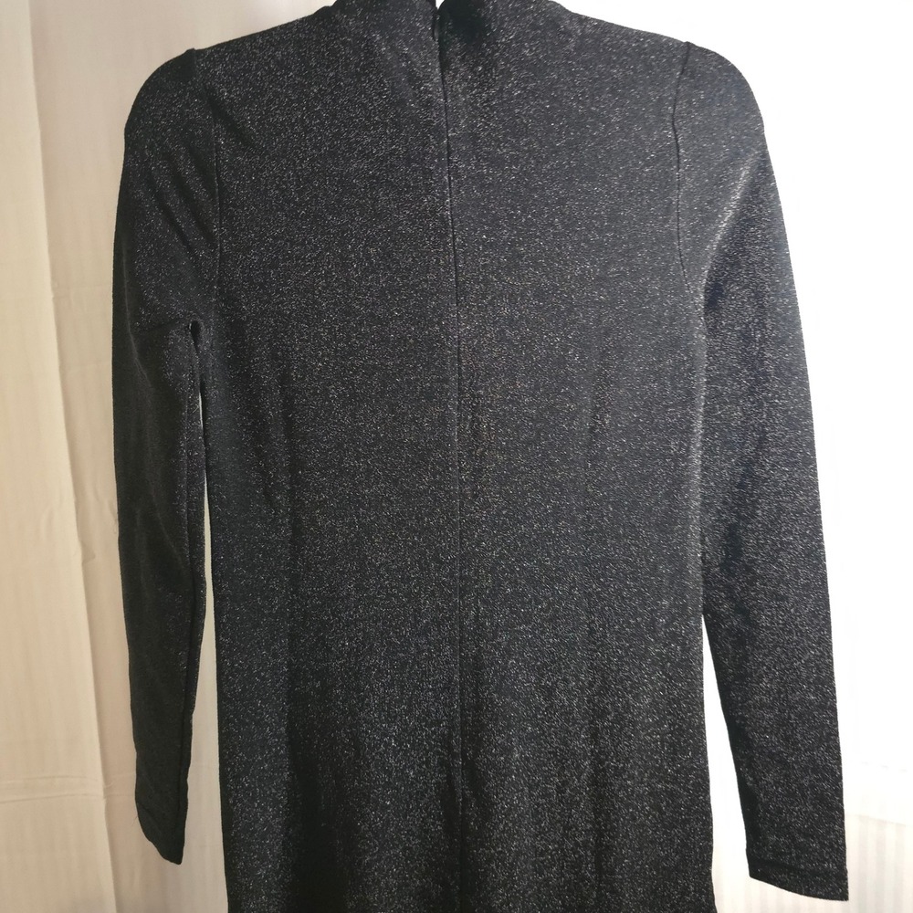 Ganni Baxter Sparkle Mock Neck Maxi Dress Brown Black Metallic Long Sleeve XS/S - Picture 9 of 11